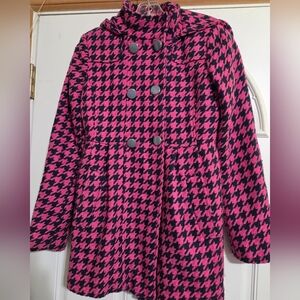 Tommy Girl Houndstooth Pink and Black Coat Size Small